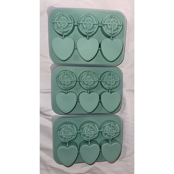 Set of 3 Food Grade Silicone Floral/Heart Ice Cube Trays - Picture 1 of 3